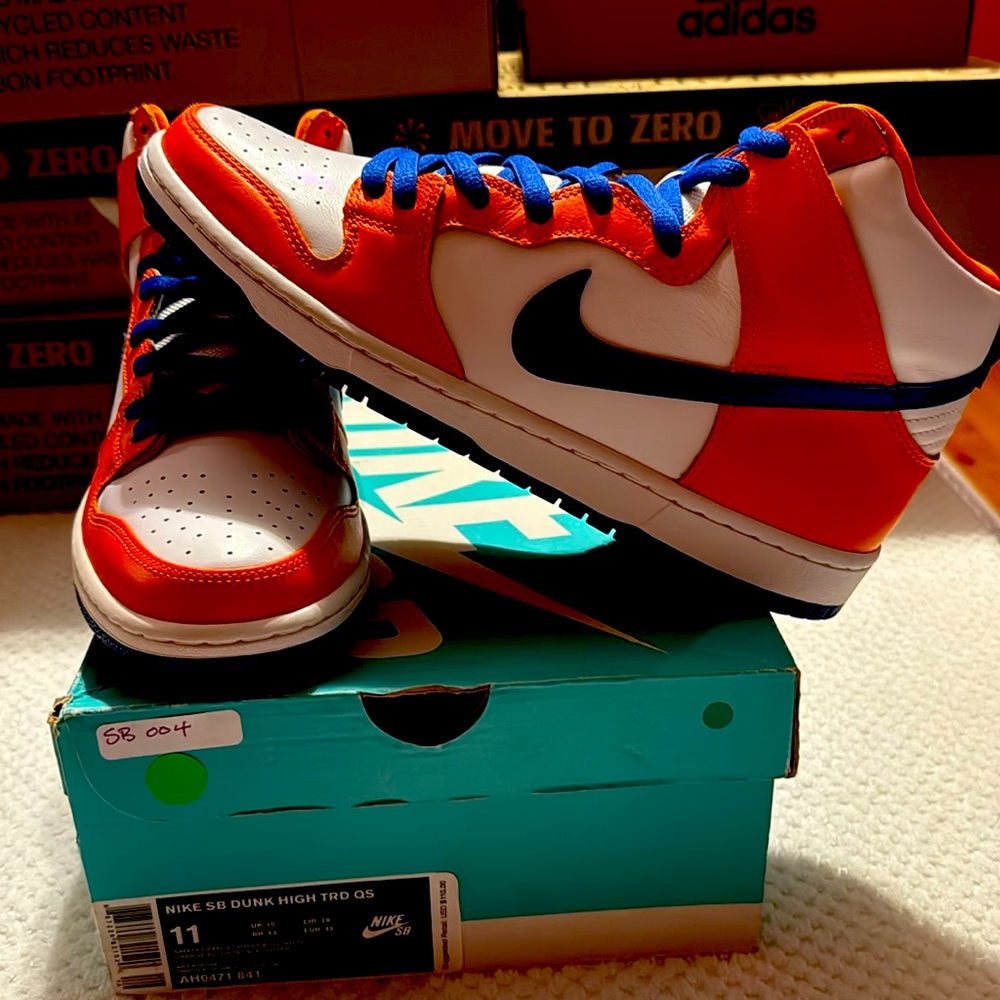 Nike SB Dunk High TRD QS Orange and Blue High-Top Sneakers. Danny Supa DS New